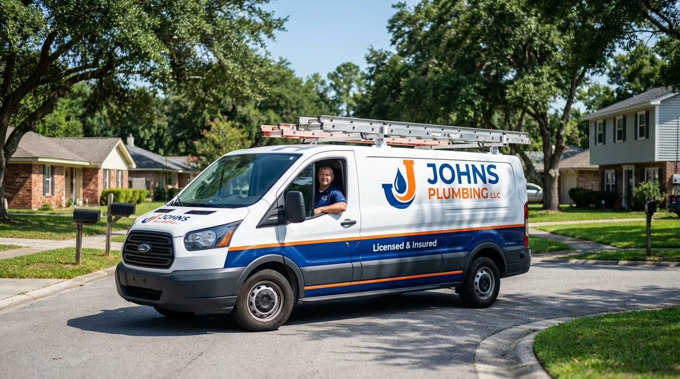 Johns Plumbing LLC service van in Nokomis, FL