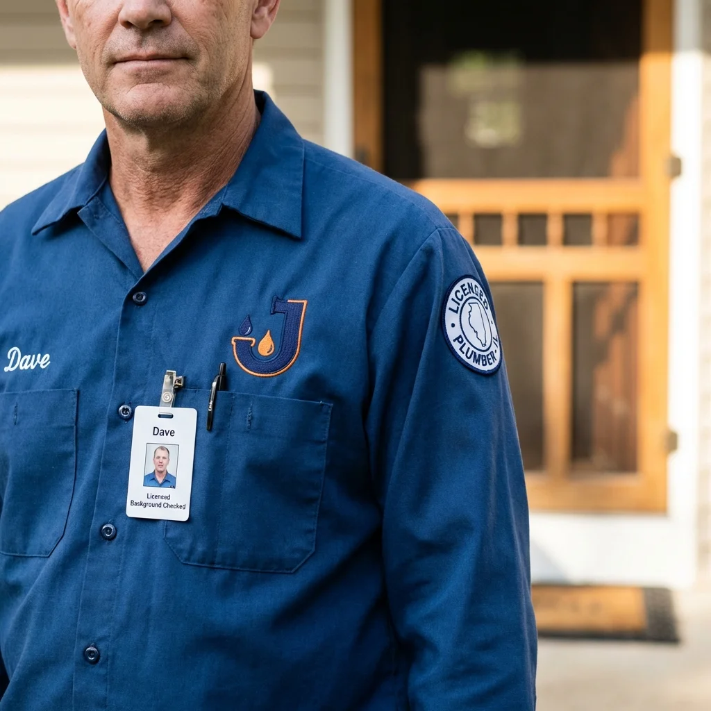 Licensed plumber showing ID badge in Nokomis, FL