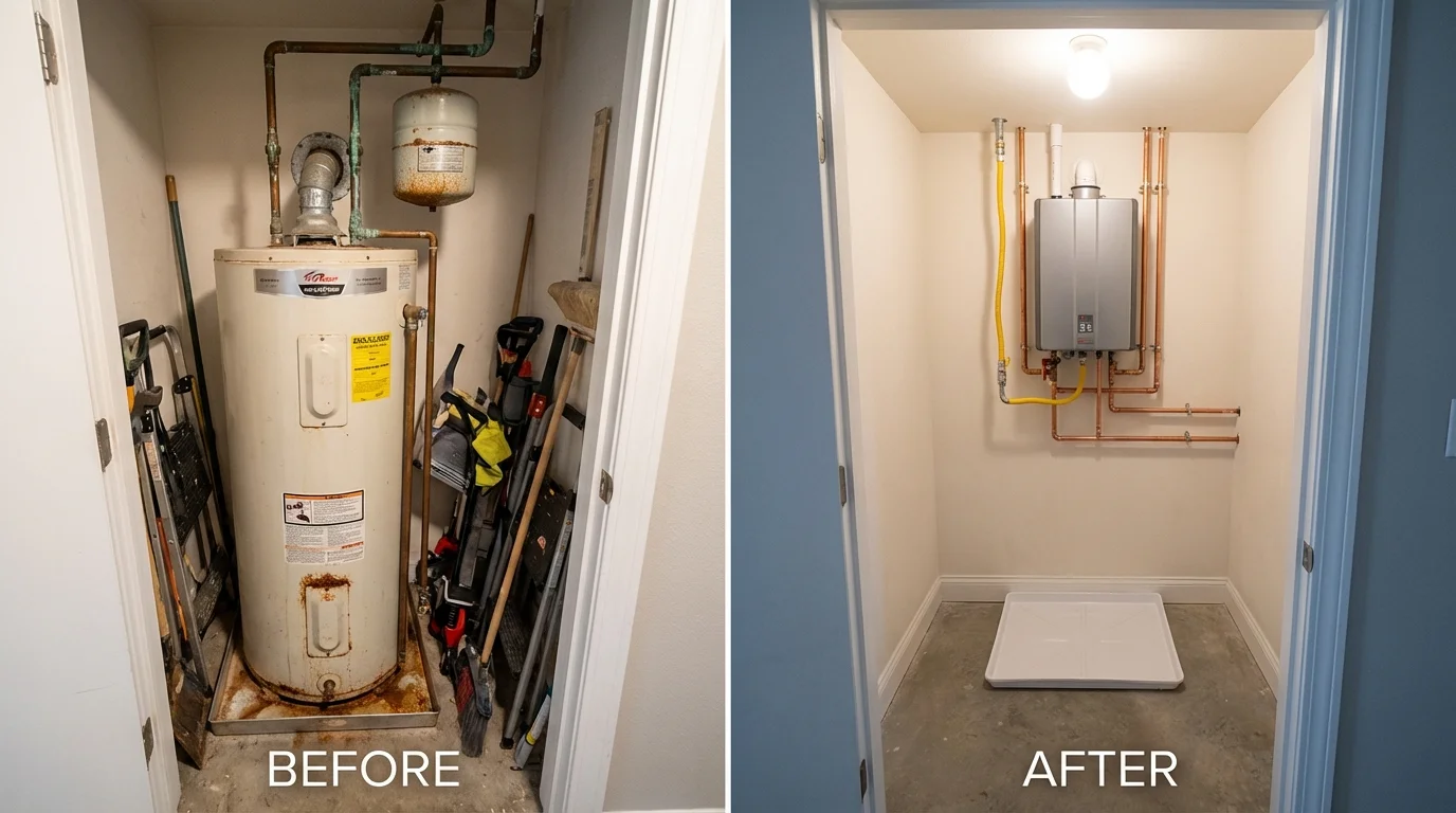 Tank water heater versus wall-mounted tankless unit comparison for Nokomis, FL homeowners